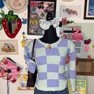 Pink Republic Checkered Knit Sweater – Size M